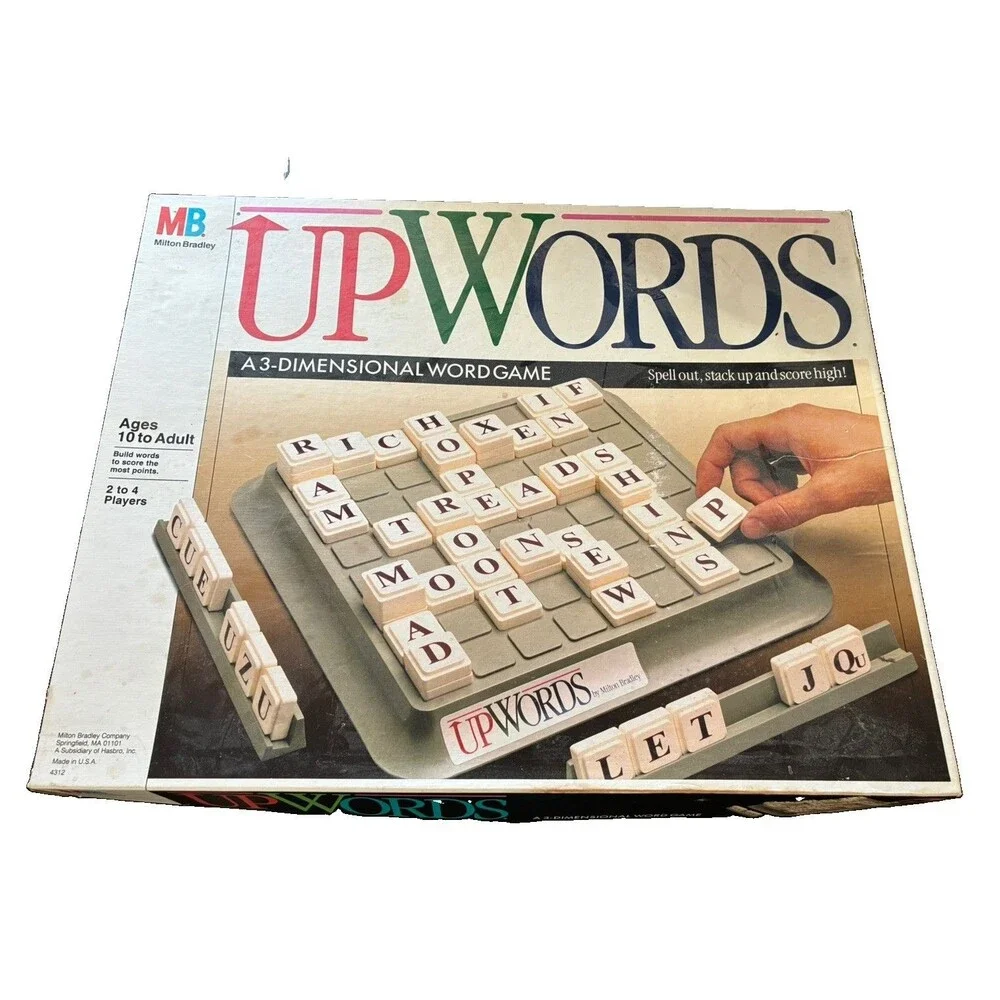 Vintage 1988 Upwords 3D Word Game, Milton Bradley